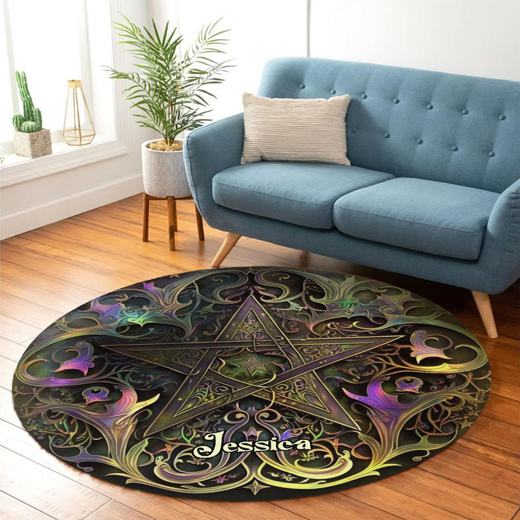 Pentagramme - Tapis rond personnalisé de sorcière