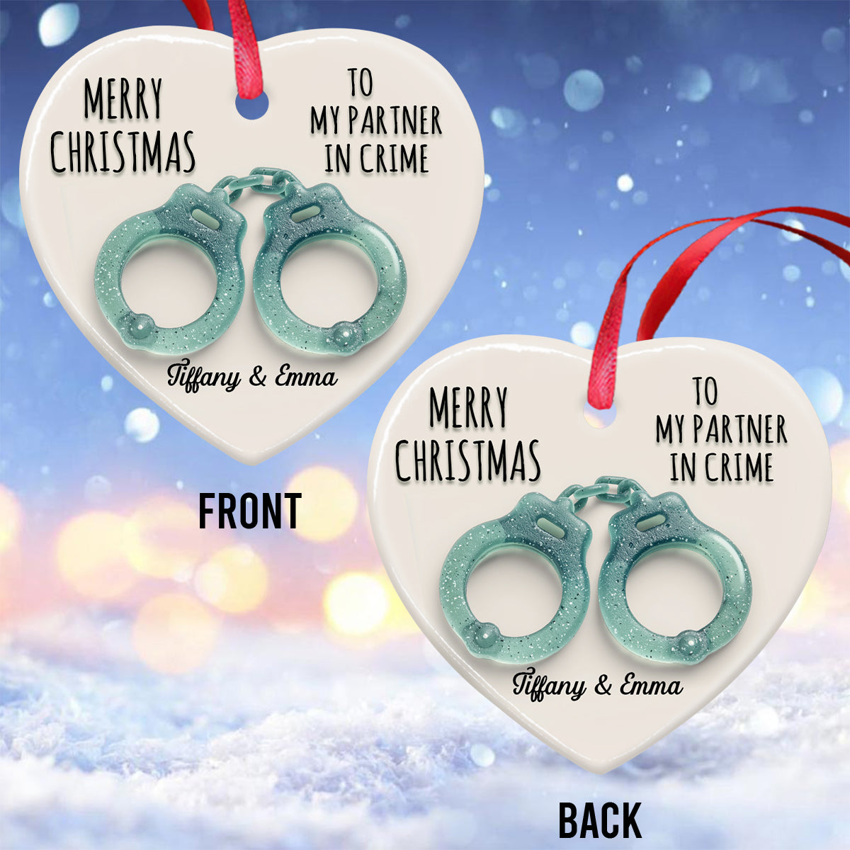 À ma complice - Ornement en forme de cœur en céramique personnalisé pour ma meilleure amie