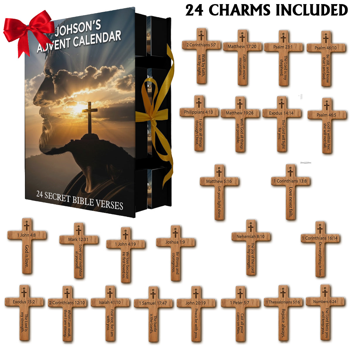 Bible Verse Advent Calendar - Personalized Christian Folded Advent Calendar With Ornaments