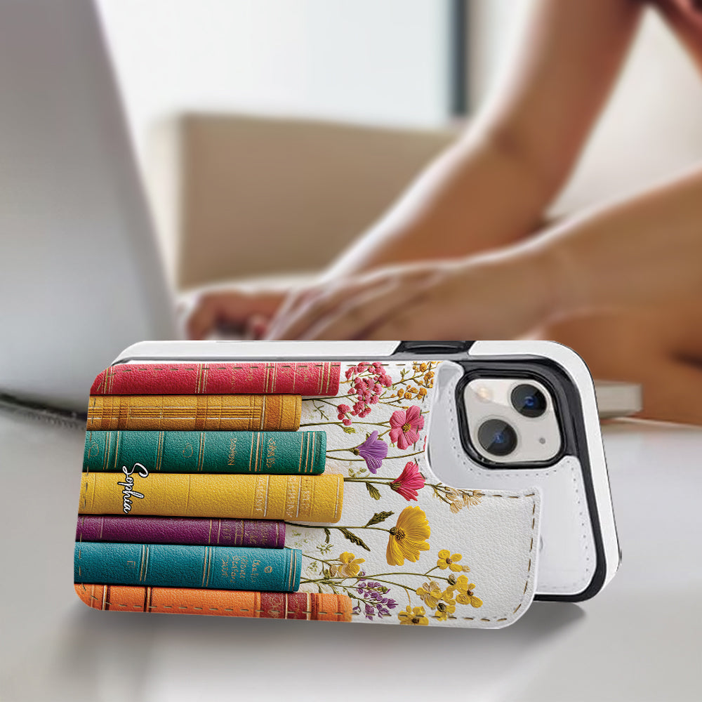 Livre de fleurs vintage - Étui portefeuille pliable personnalisé pour téléphone