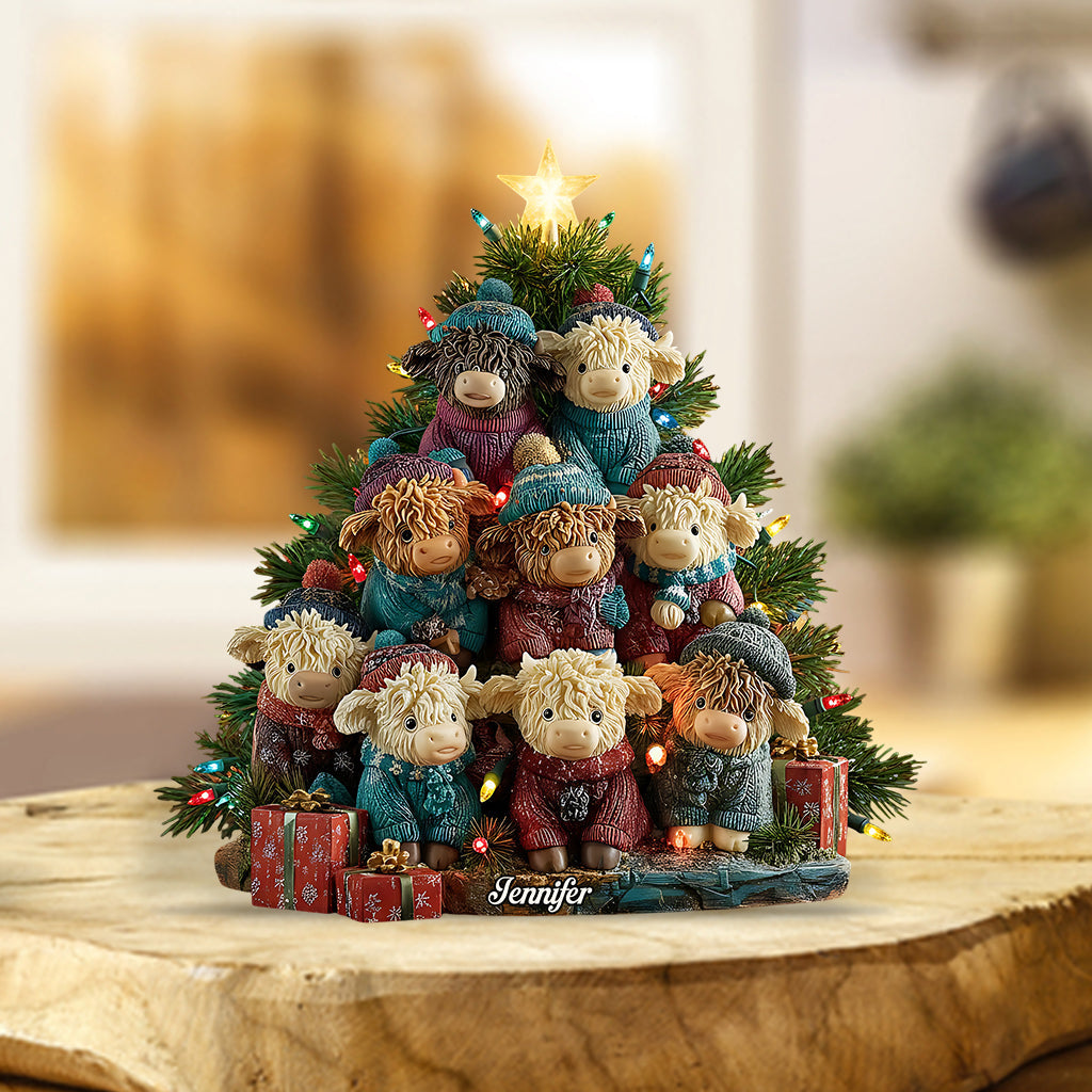 J'adore les vaches Highland - Plaque acrylique personnalisée en forme de vache Highland