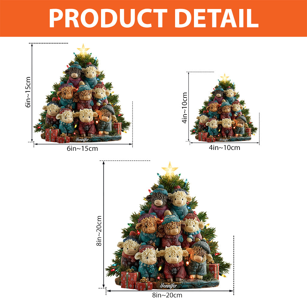 J'adore les vaches Highland - Plaque acrylique personnalisée en forme de vache Highland