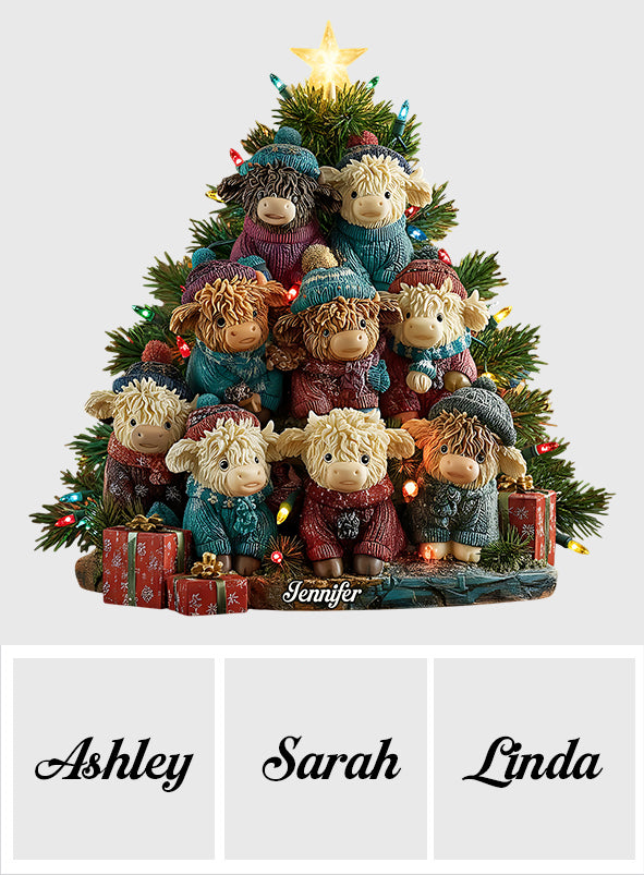 J'adore les vaches Highland - Plaque acrylique personnalisée en forme de vache Highland