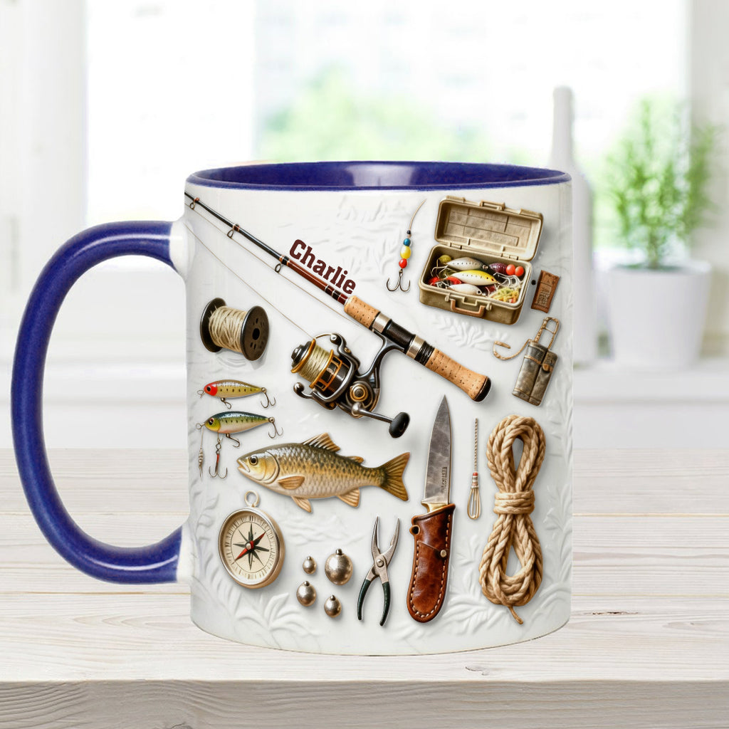 J'adore la pêche - Mug et sous-verre personnalisés sur le thème de la pêche