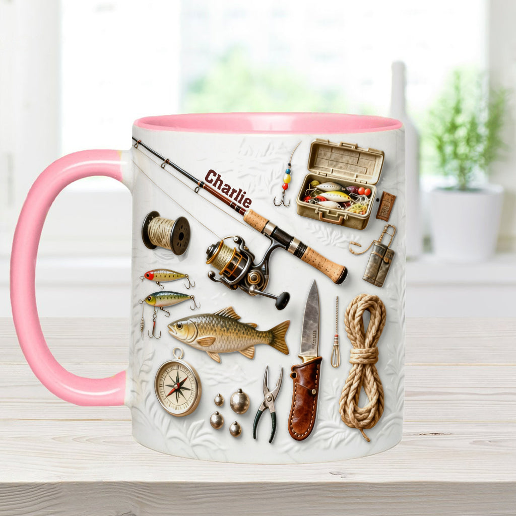 J'adore la pêche - Mug et sous-verre personnalisés sur le thème de la pêche