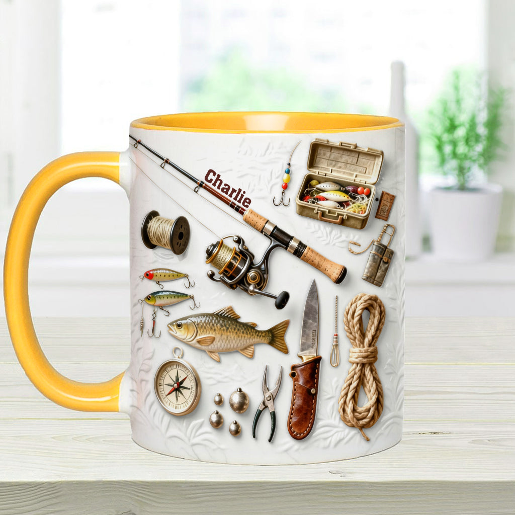 J'adore la pêche - Mug et sous-verre personnalisés sur le thème de la pêche