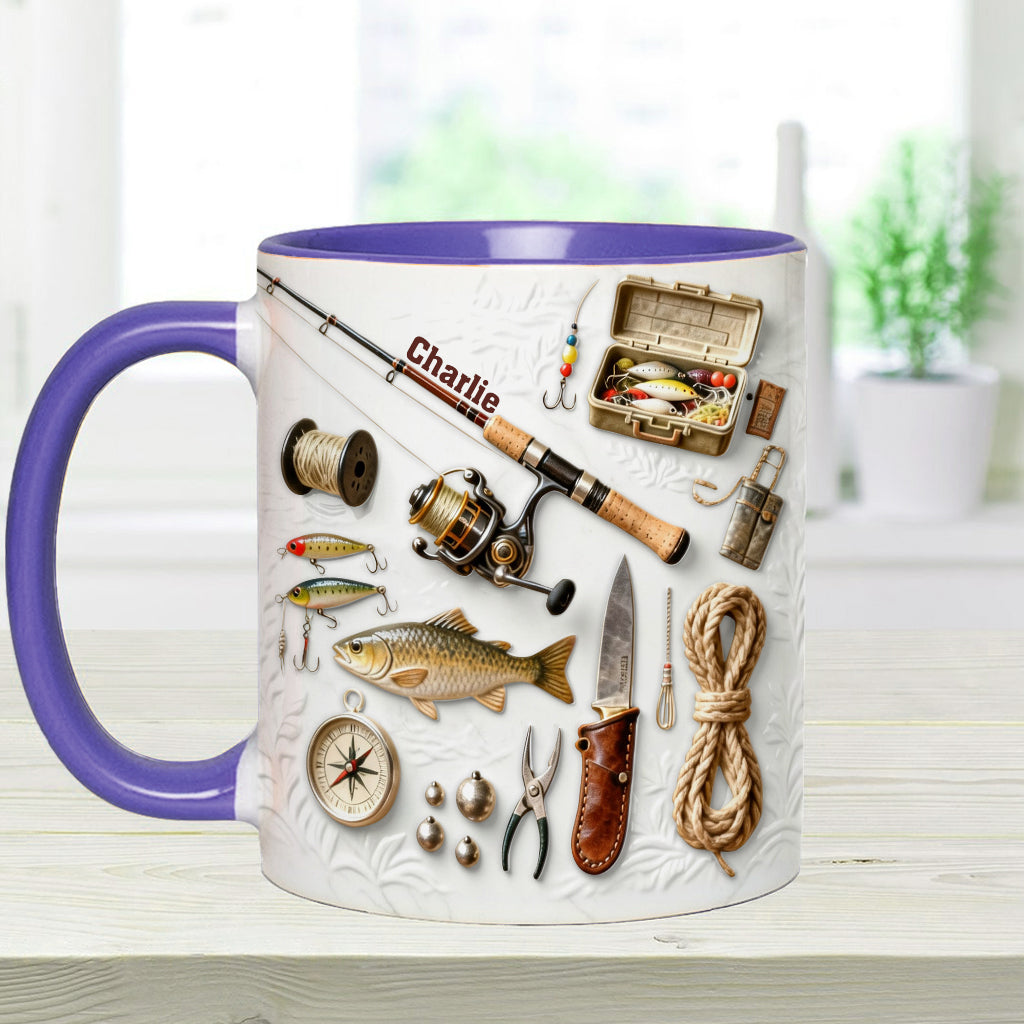J'adore la pêche - Mug et sous-verre personnalisés sur le thème de la pêche
