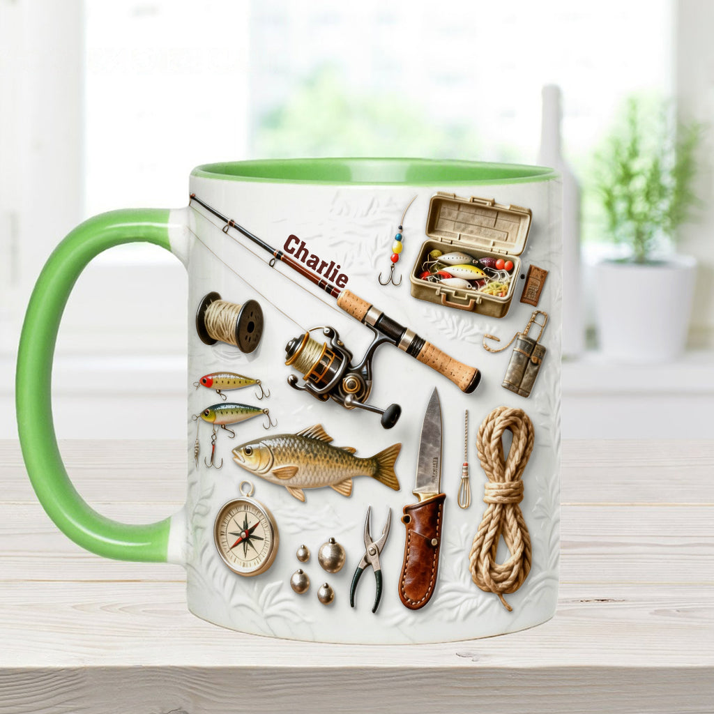 J'adore la pêche - Mug et sous-verre personnalisés sur le thème de la pêche