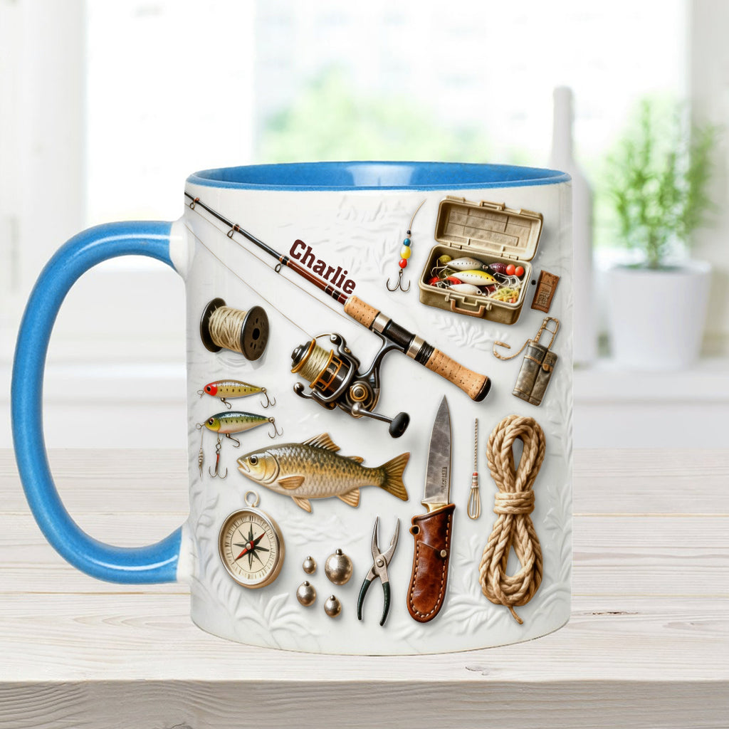 J'adore la pêche - Mug et sous-verre personnalisés sur le thème de la pêche