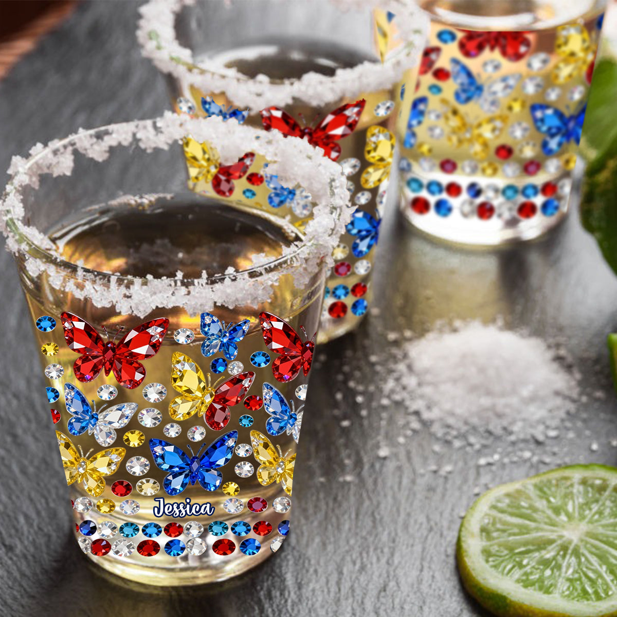 Magnifique papillon - Coffret de verres à shot personnalisés papillon