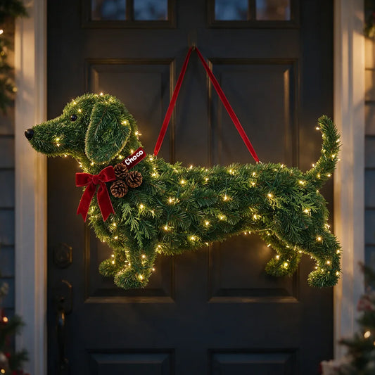 Dachshund de Noël - Enseigne en acrylique LED personnalisée