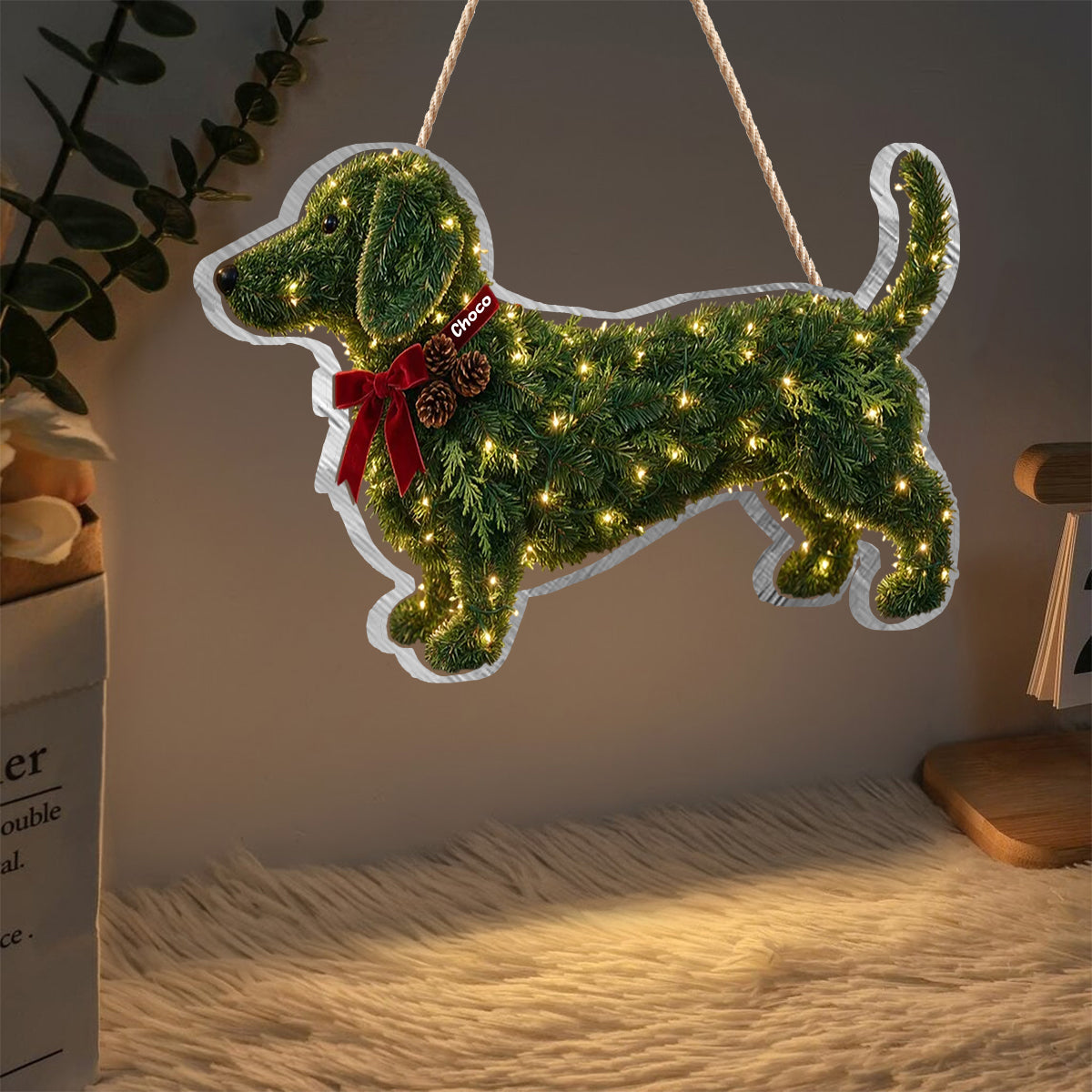 Christmas Dachshund - Personalized Dachshund LED Light Acrylic Sign