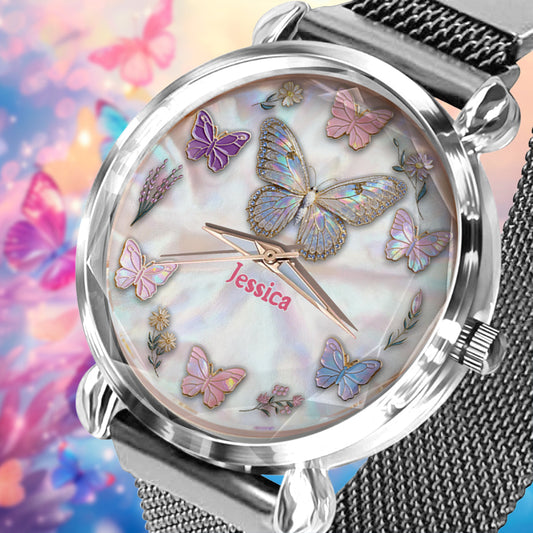 Montre-bracelet papillon personnalisée Sparkle Butterfies pour femme
