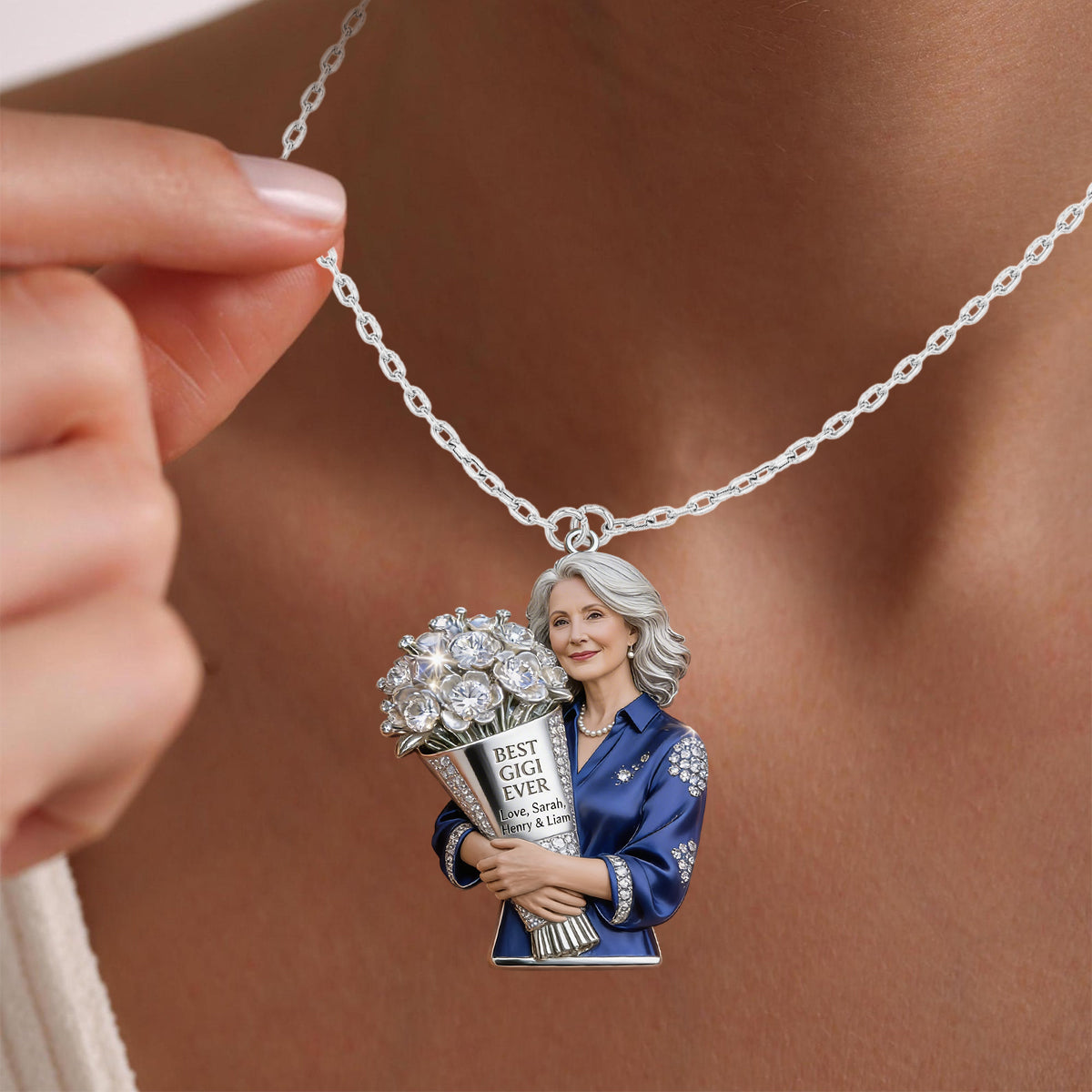 Photo Personnalisée, Meilleur Cadeau Pour Maman & Mamie - Pendentif Métal Personnalisé