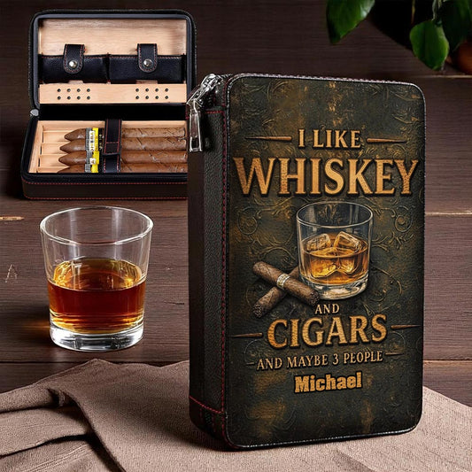 J'aime le whisky et les cigares - Étui à cigares de voyage personnalisé