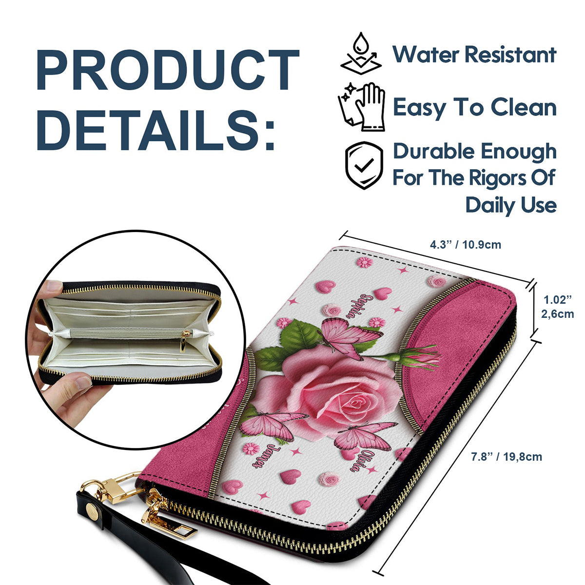 Cadeau pour maman et grand-mère : portefeuille long en cuir personnalisé « Mes magnifiques enfants »