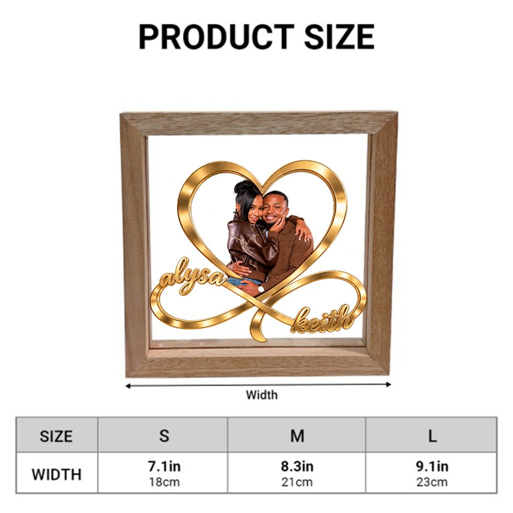 I Love You Infinite - Personalized Couple Wooden Frame LED Light