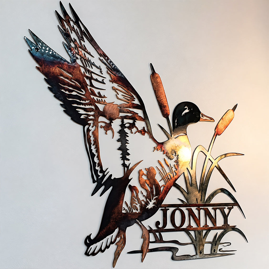 Duck And Elk Metal Wall Art in Country Style-Unique - Personalized Hunting Cut Metal Sign