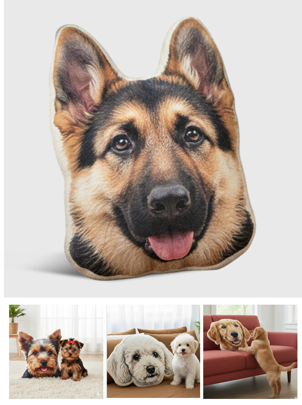Your Dog's Face - Personalized Dog Faux Fur Shaped Pillow
