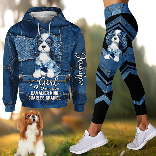 J'adore les Cavaliers King Charles Spaniel ! Sweat à capuche et leggings personnalisés pour chien.