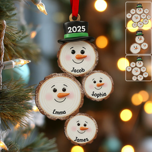 Bonhomme de neige de Noël personnalisé - Ornement familial personnalisé