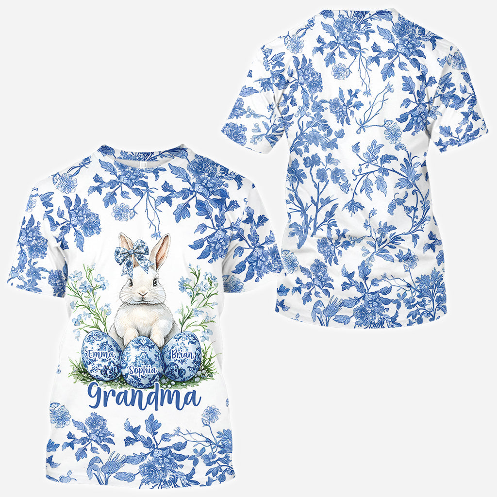 Hoppy Grandma & Her Eggs - Personalized Grandma All Over Shirt