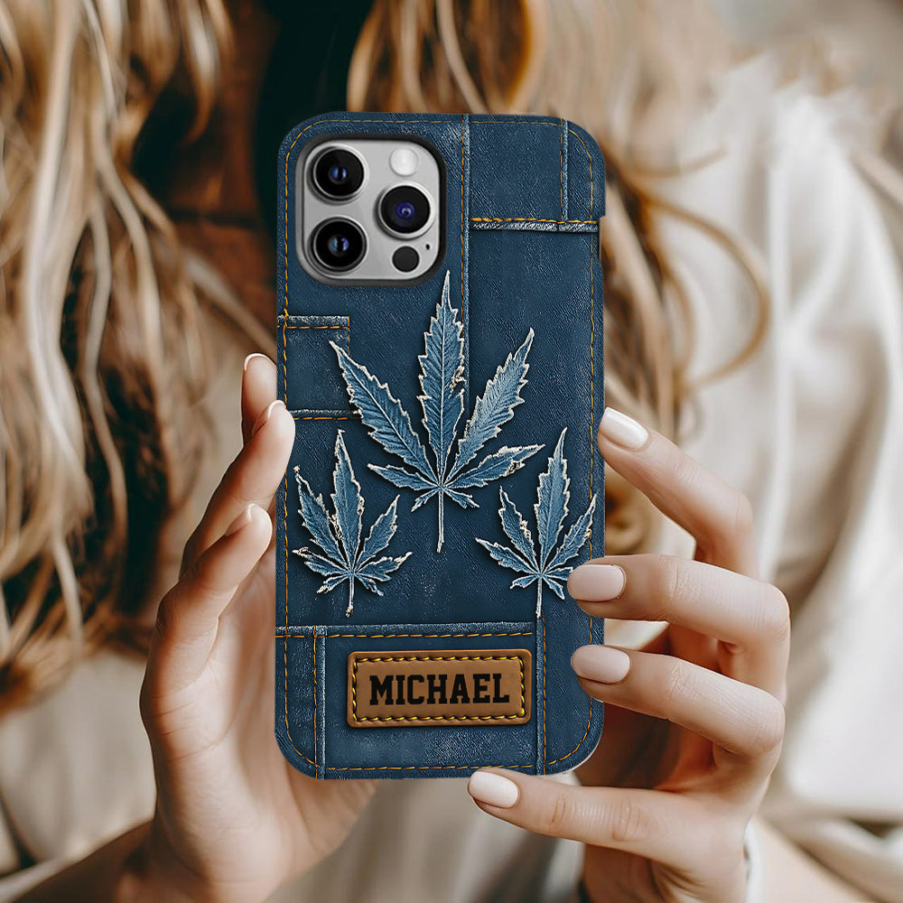 Distressed Denim Marijuanas - Personalized Weed Full Print Phone Case