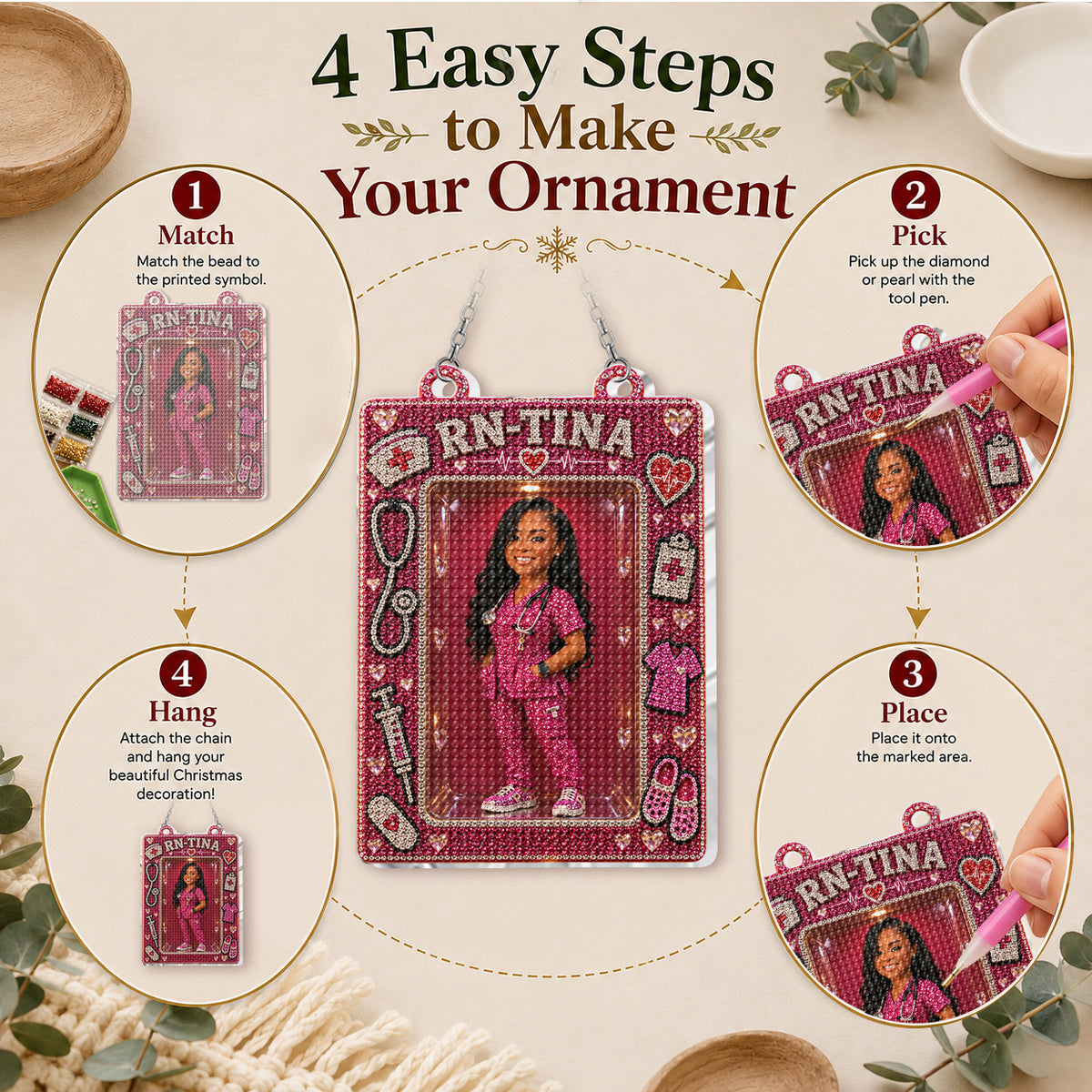Nurse Life - Personalized Nurse Diamond Painting Ornament Kit