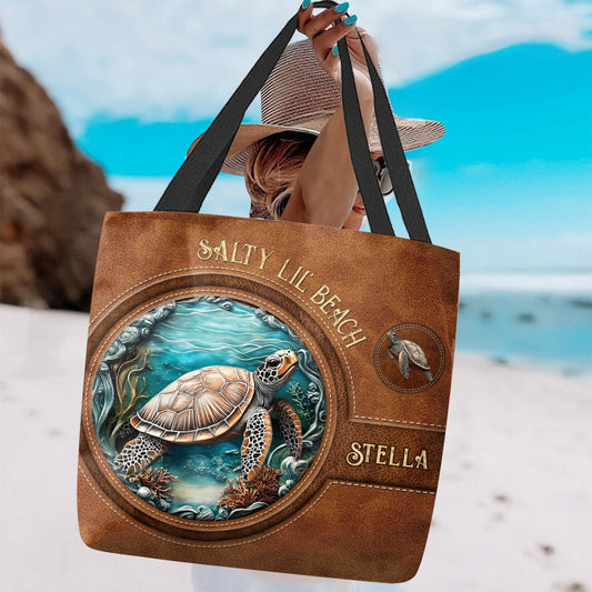 Salty Lil' Beach - Sac fourre-tout personnalisé en forme de tortue