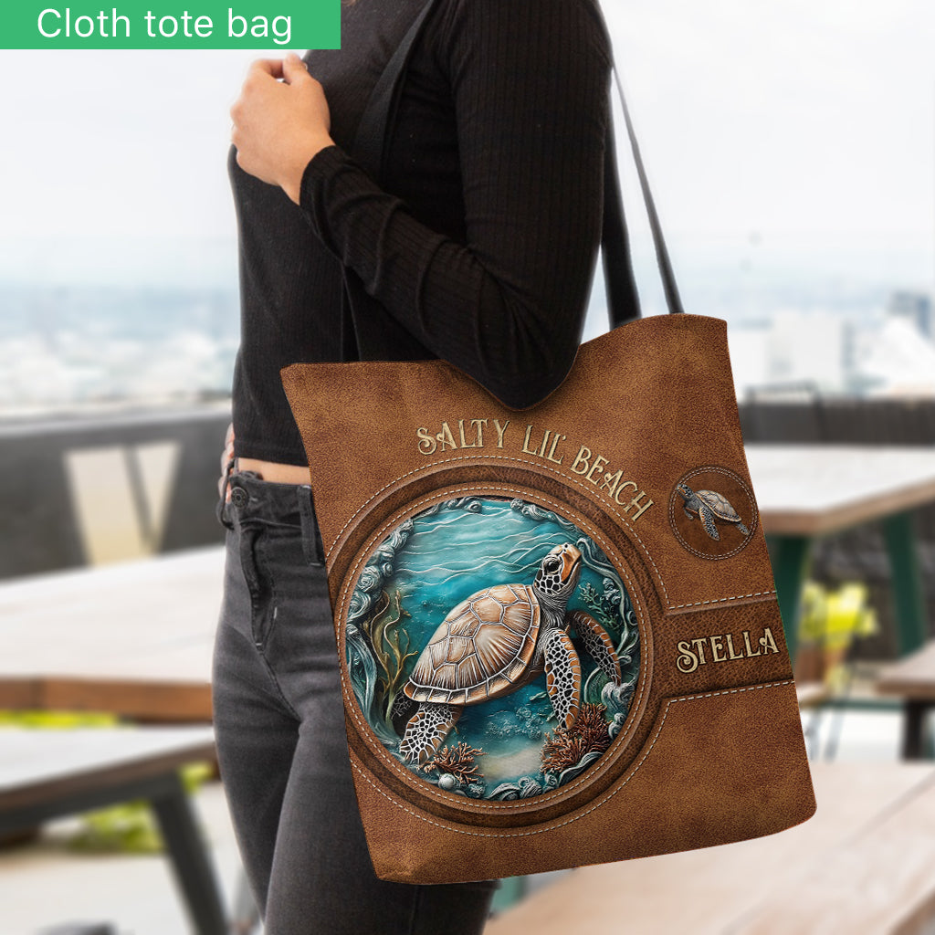 Salty Lil' Beach - Personalized Turtle Tote Bag