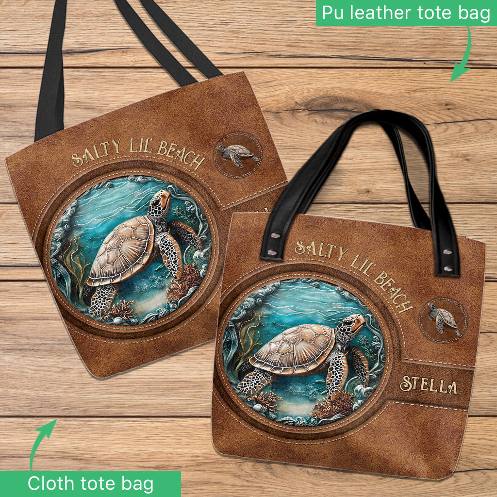 Salty Lil' Beach - Personalized Turtle Tote Bag