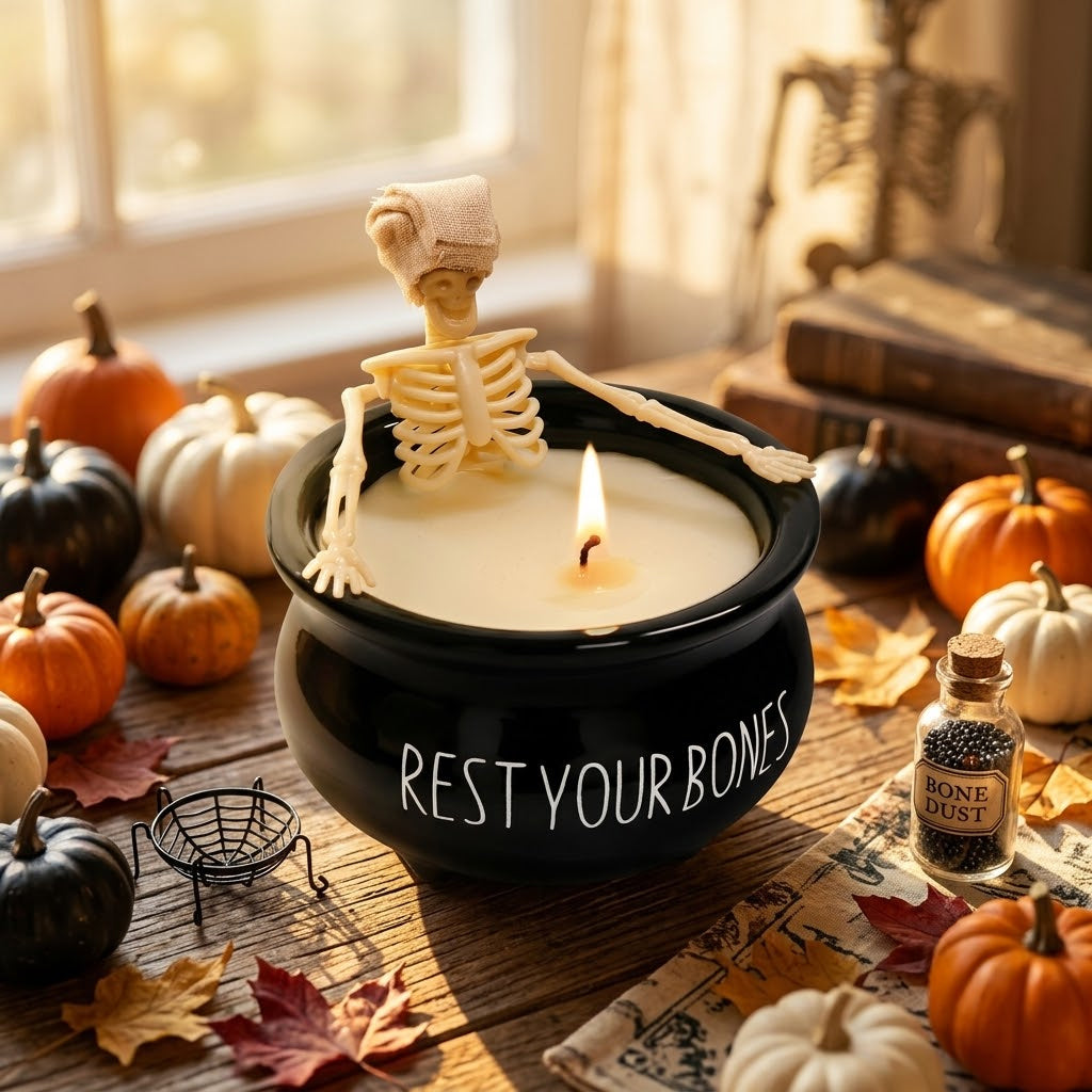 Rest Your Bones Skeleton Candle