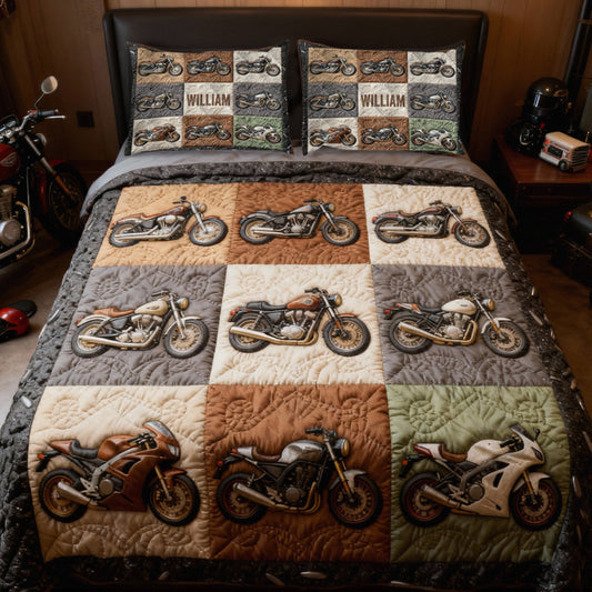 Motorcycles - Personalized Biker Quilt Set