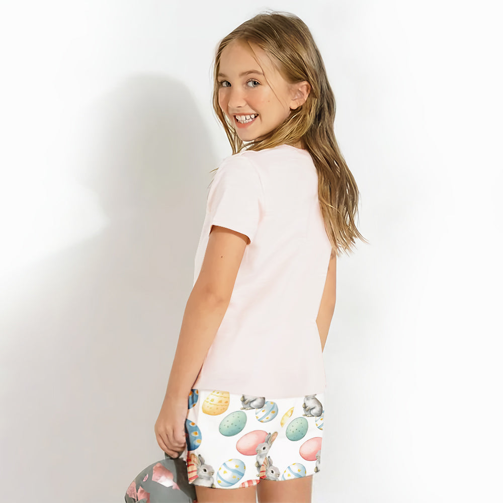 T-shirt et short personnalisés pour enfant avec lapin de Pâques