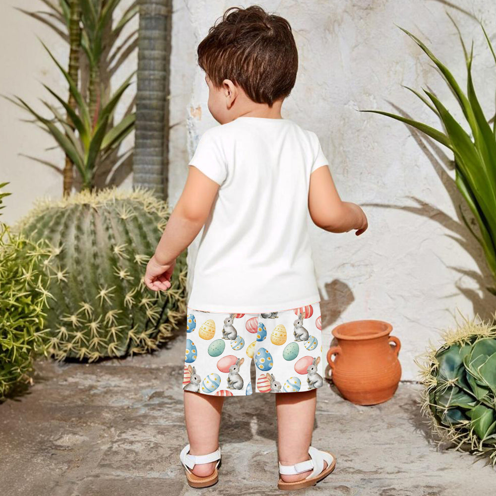 T-shirt et short personnalisés pour enfant avec lapin de Pâques