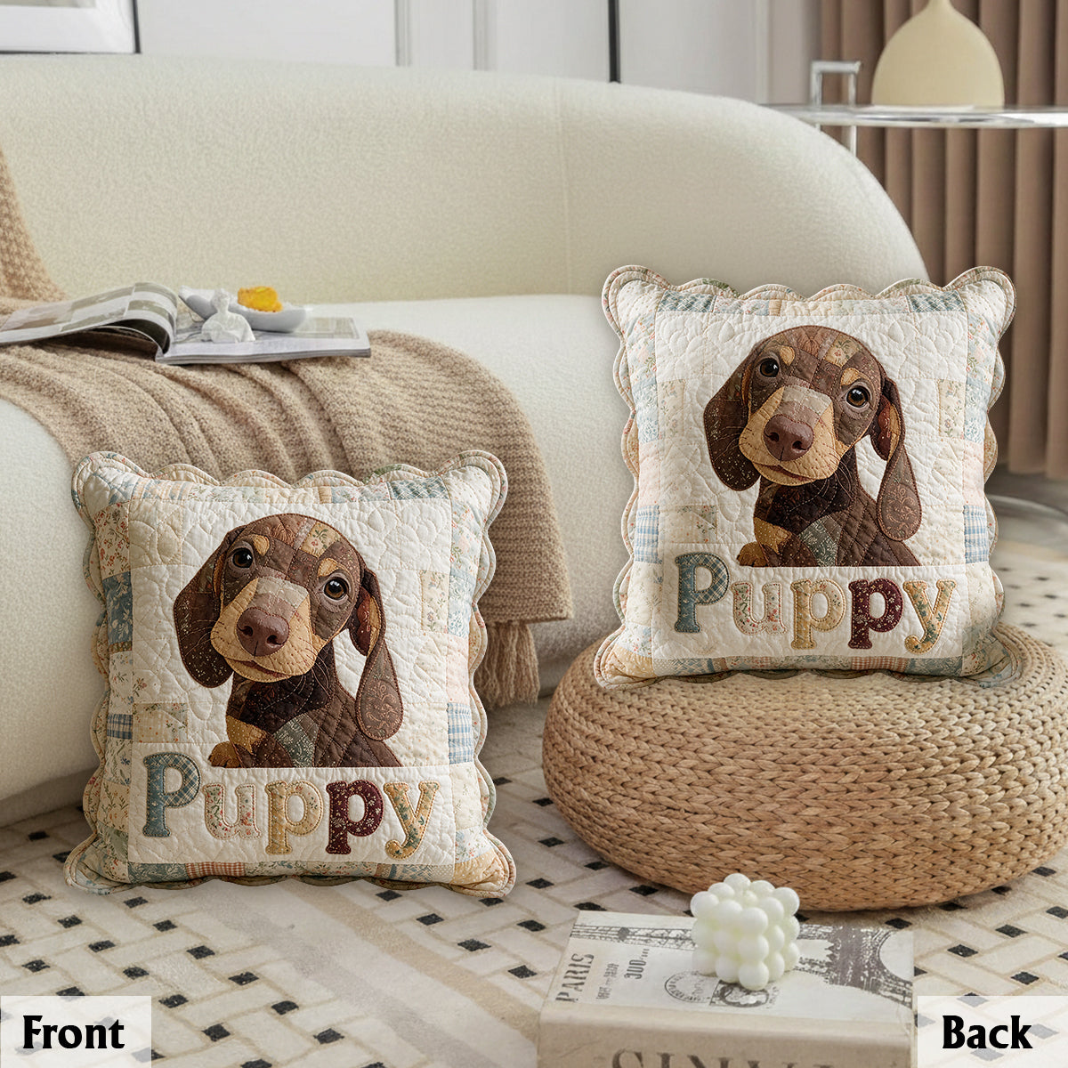 J'adore mon chien, mon chat - Coussin en fausse fourrure personnalisé