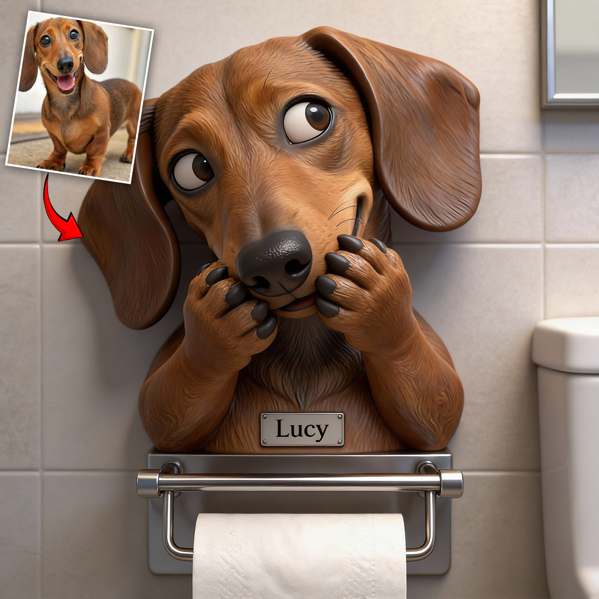 Porte-papier toilette personnalisé pour chien avec n'importe quelle photo -