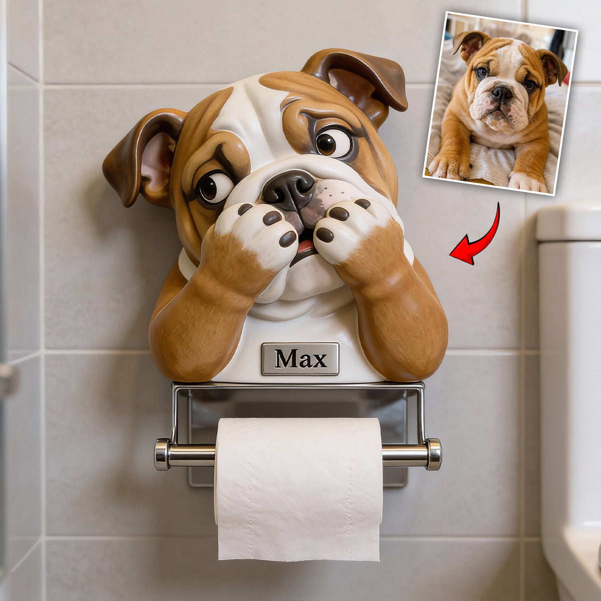 Porte-papier toilette personnalisé pour chien avec n'importe quelle photo -
