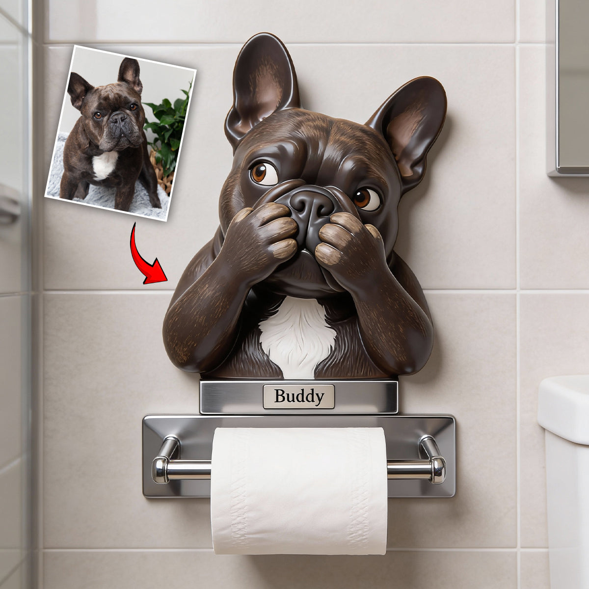 Porte-papier toilette personnalisé pour chien avec n'importe quelle photo -