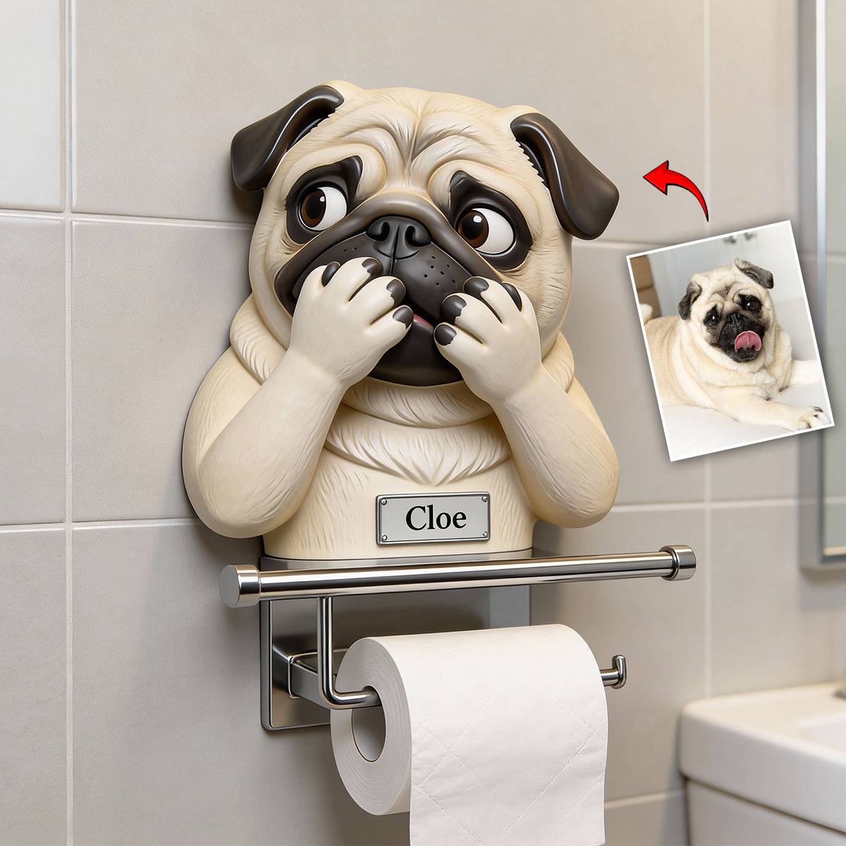Porte-papier toilette personnalisé pour chien avec n'importe quelle photo -