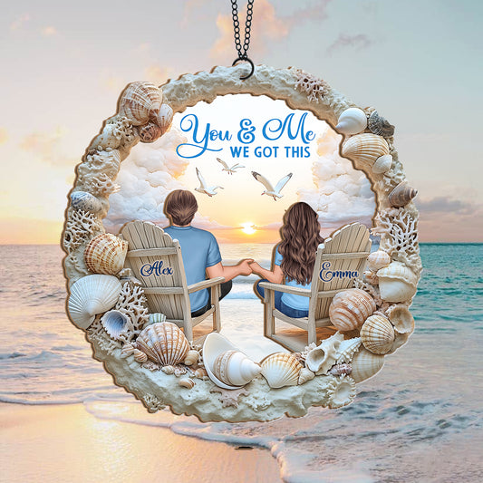 Toi et moi, on gère ! - Attrape-soleil personnalisé pour couple, à deux niveaux, à suspendre à la fenêtre