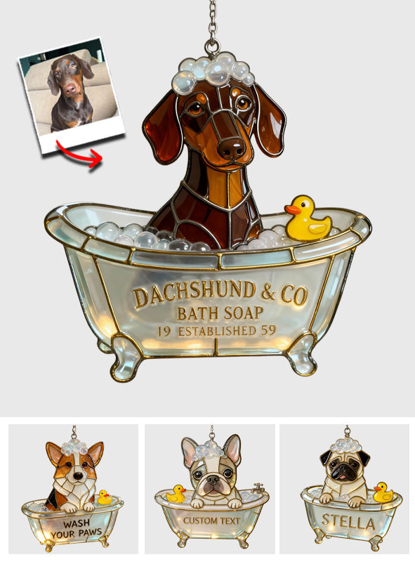 Wash Your Paws Pet & Co Bath Soap - Personalized Dog Hologram Window Hanging Suncatcher