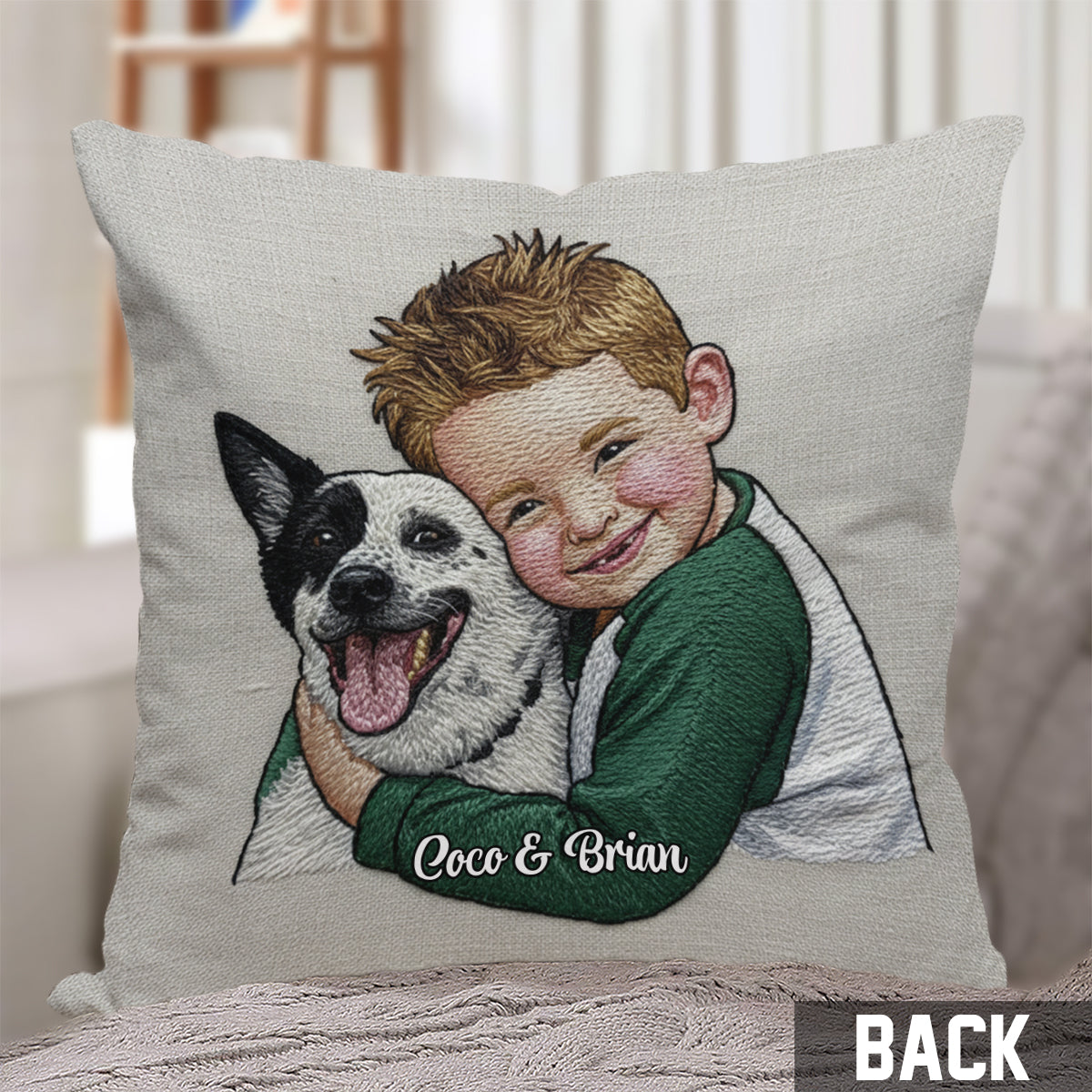 Coussin décoratif personnalisé avec photo de chien drôle