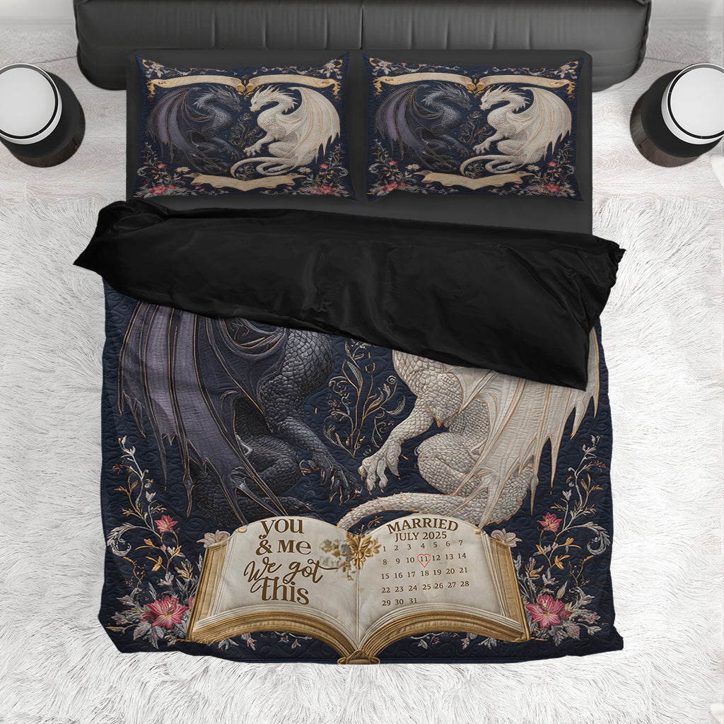 Décoration de chambre pour couple Duo de dragons mystiques - Parure de lit personnalisée Dragon