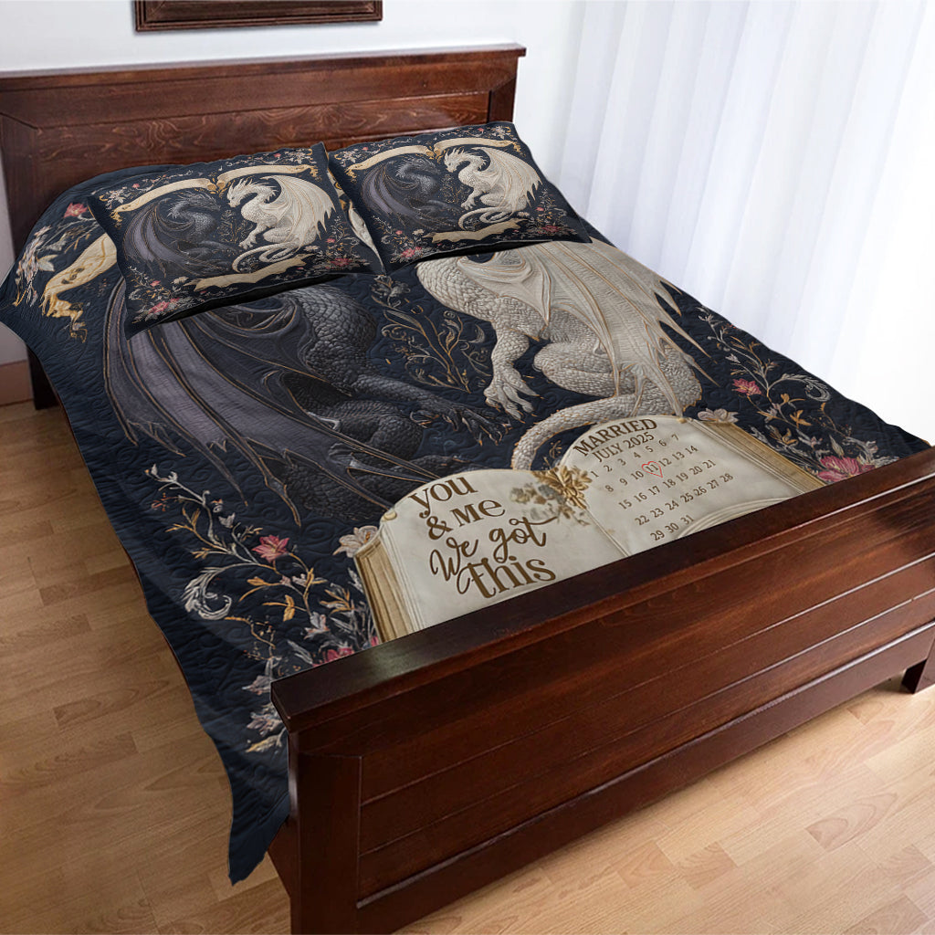 Décoration de chambre pour couple Duo de dragons mystiques - Parure de lit personnalisée Dragon