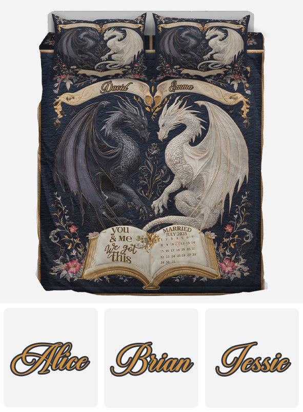 Décoration de chambre pour couple Duo de dragons mystiques - Parure de lit personnalisée Dragon