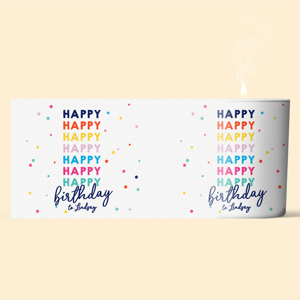 Happy Birthday - Personalized Birthday Candle With Wooden Lid