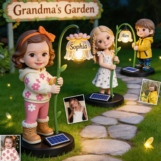 Jardin de Mamie - Lampe Solaire Personnalisée pour Mamie