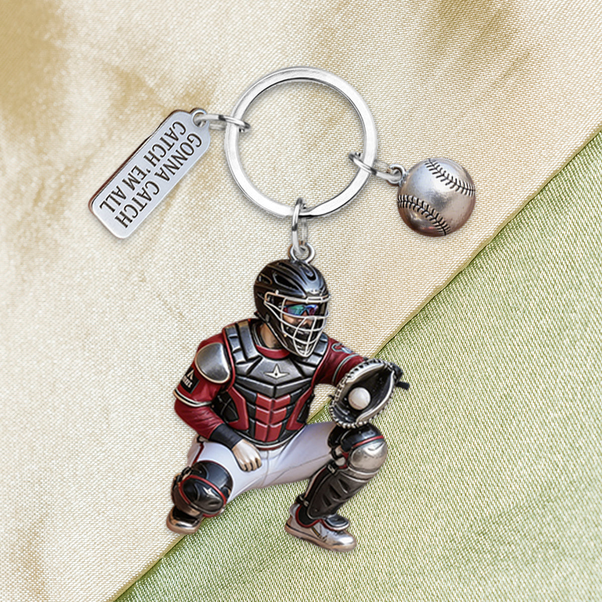 Custom Keychain From Any Photo - Personalized Baseball Keychain With Charms