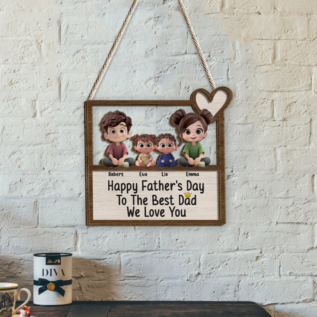 Best Dad Ever - Personalized Father 2 Layered Wood Sign / Wood Plaque